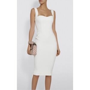 Victoria Beckham White Midi Sheath Dress